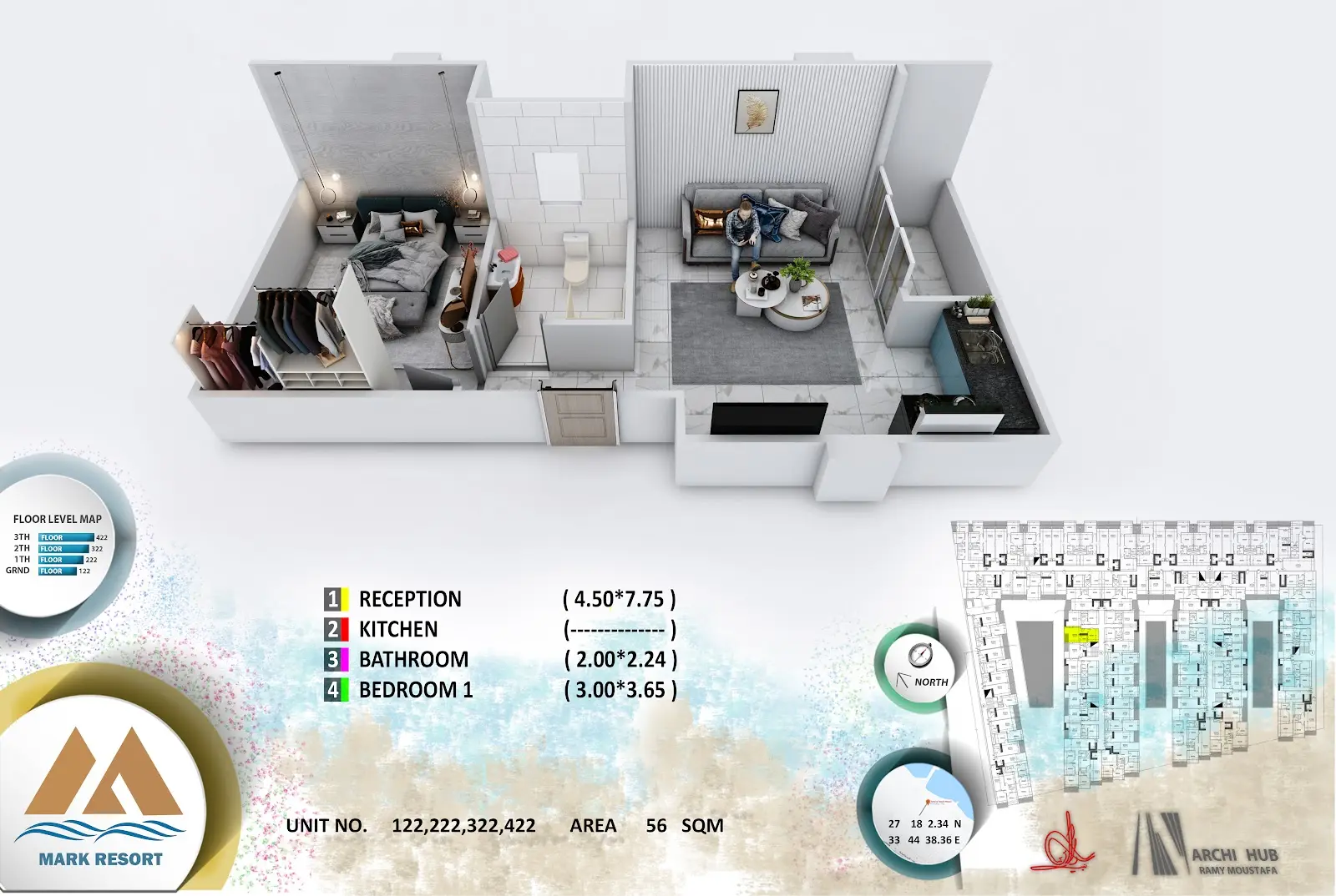 1-bedroom apartment 322, building 4 — Mark Resort