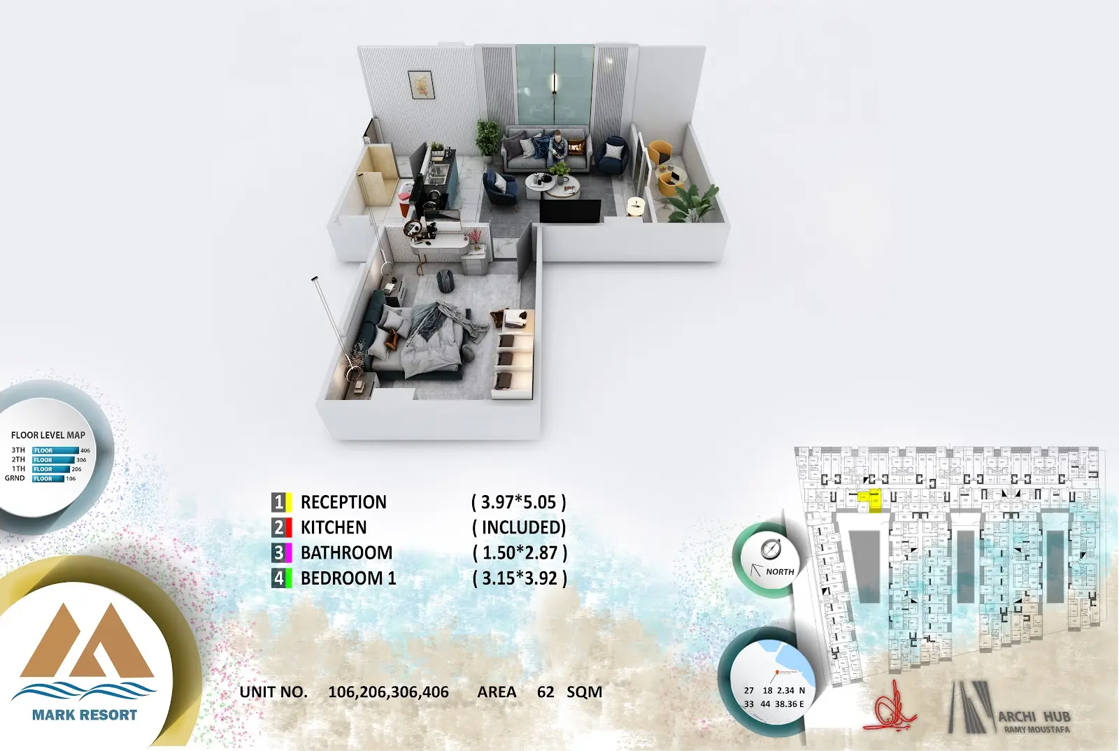 1-bedroom apartment 106, building 5 — Mark Resort