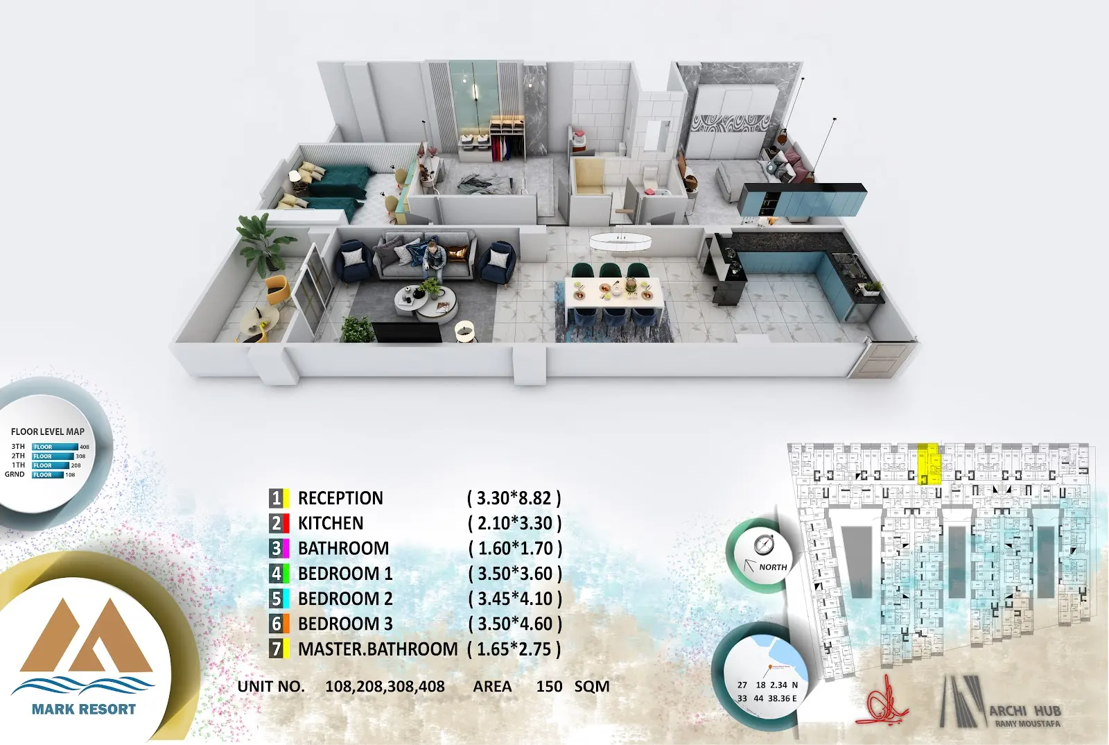 3-bedroom apartment 108, building 5 — Mark Resort