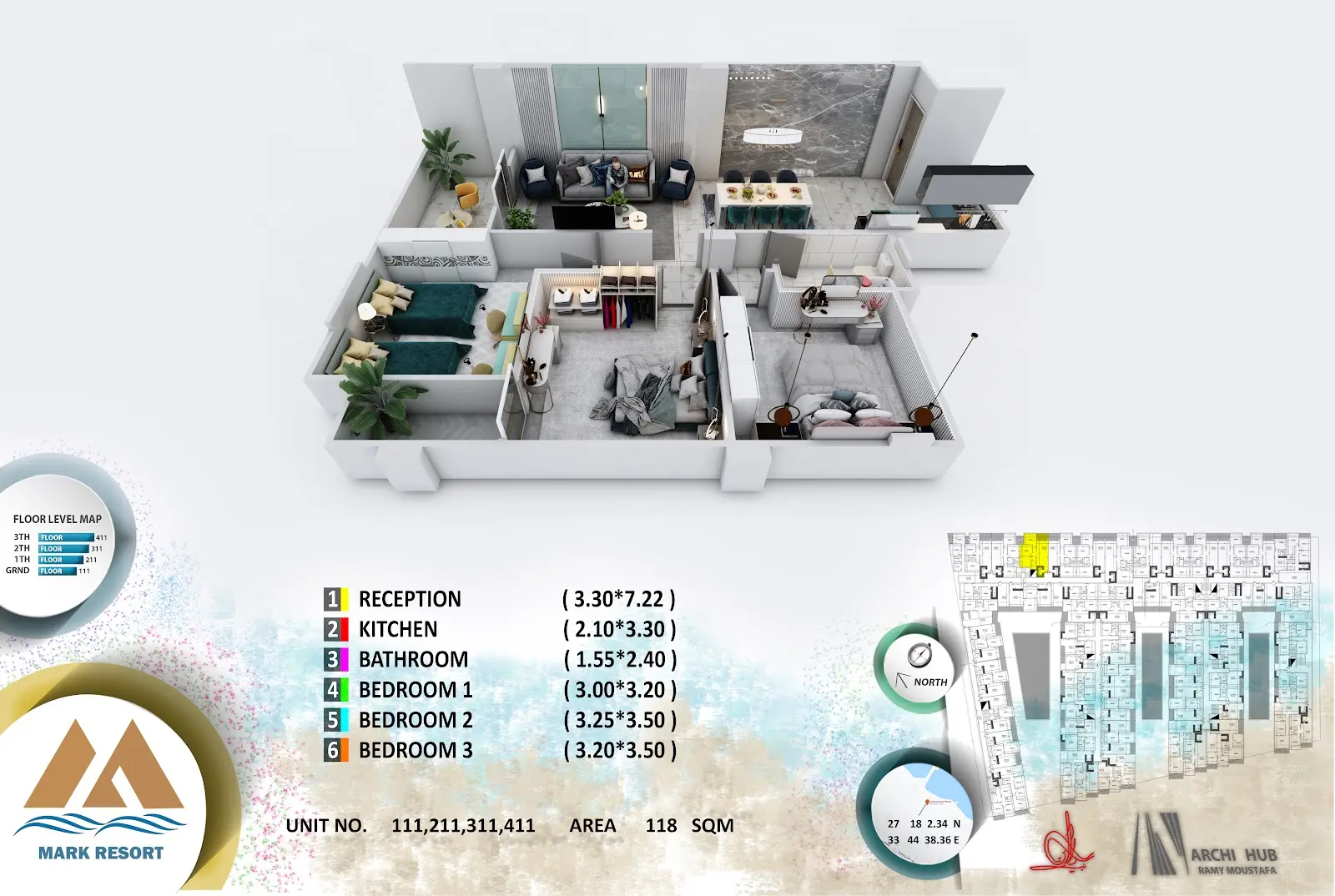 3-bedroom apartment 111, building 5 — Mark Resort
