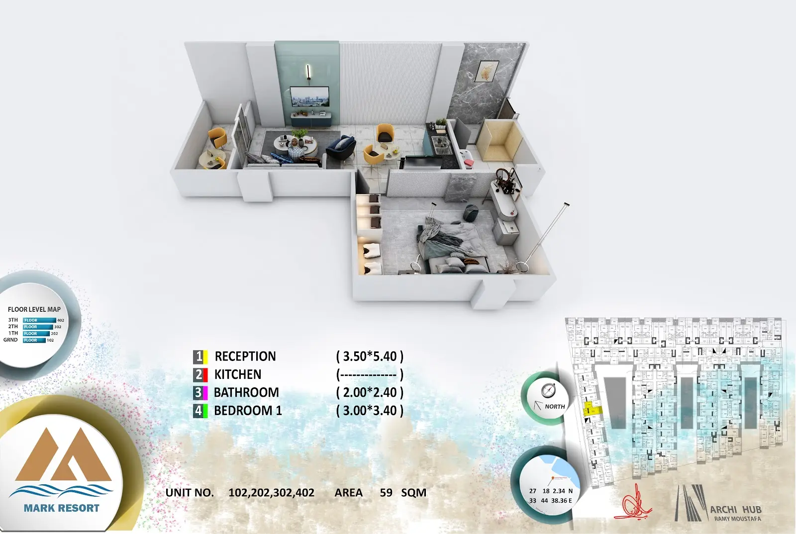 1-bedroom apartment 102, building 6 — Mark Resort