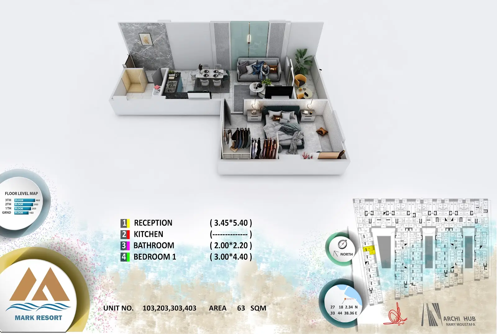 1-bedroom apartment 303, building 6 — Mark Resort