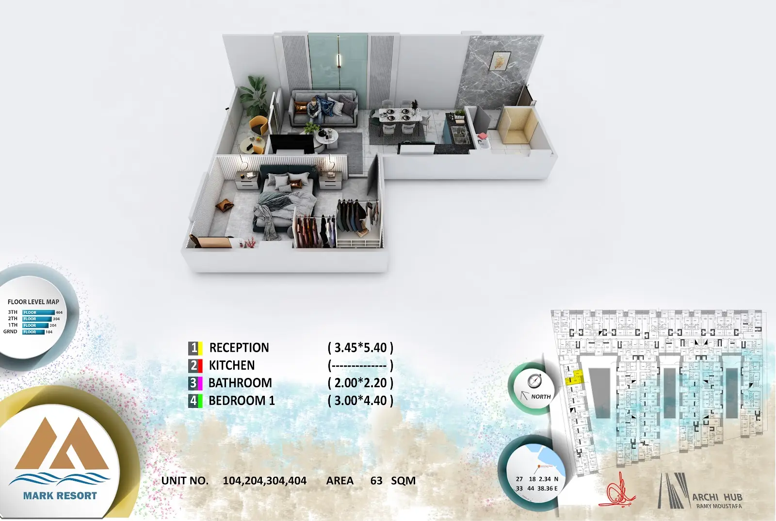 1-bedroom apartment 304, building 6 — Mark Resort