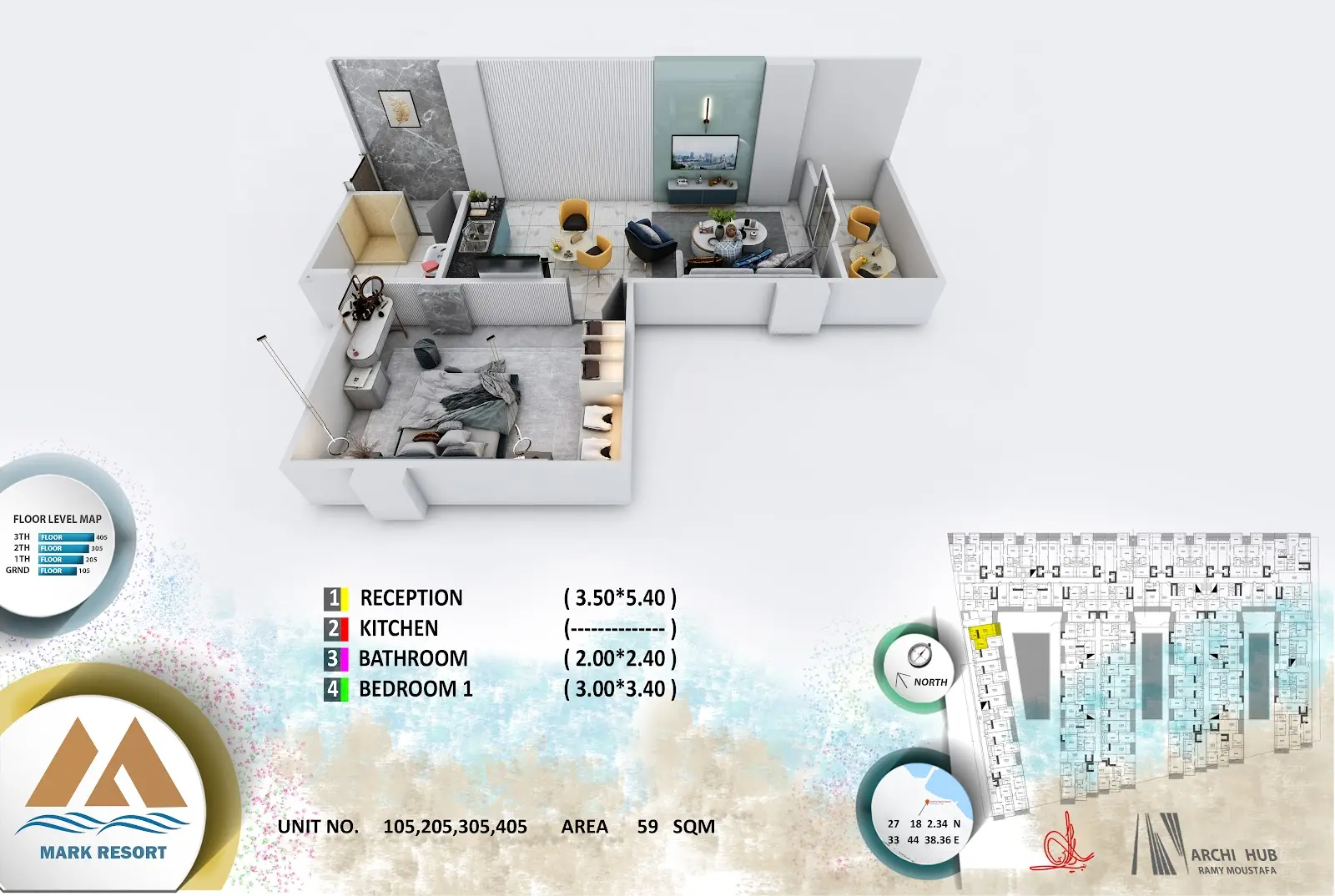 1-bedroom apartment 105, building 6 — Mark Resort