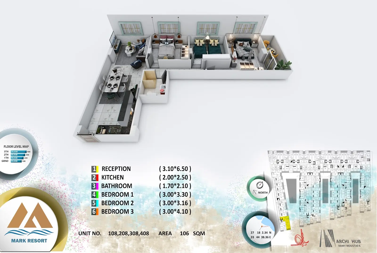 3-bedroom apartment 108, building 6 — Mark Resort