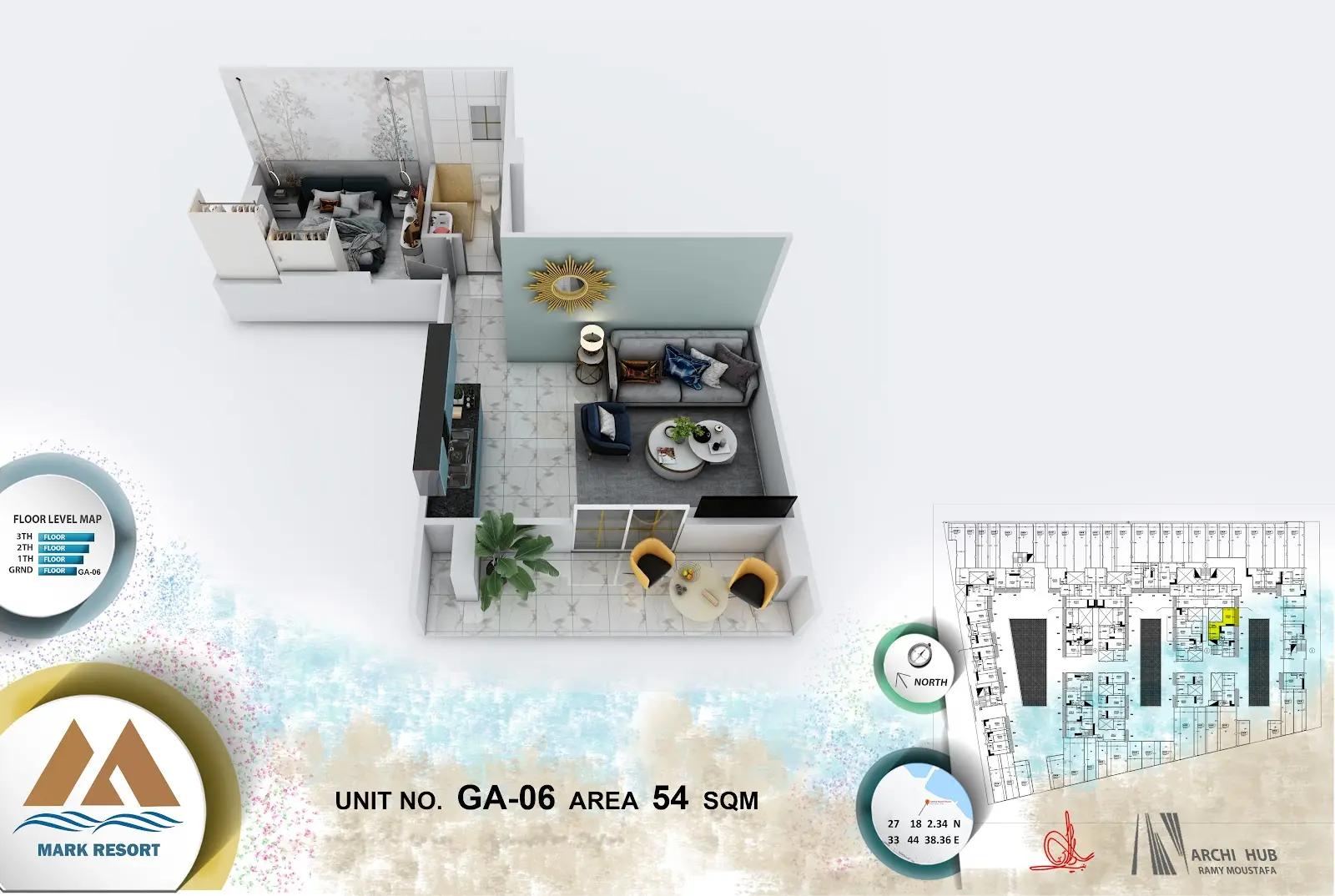 1-bedroom apartment G A 6, building A — Mark Resort