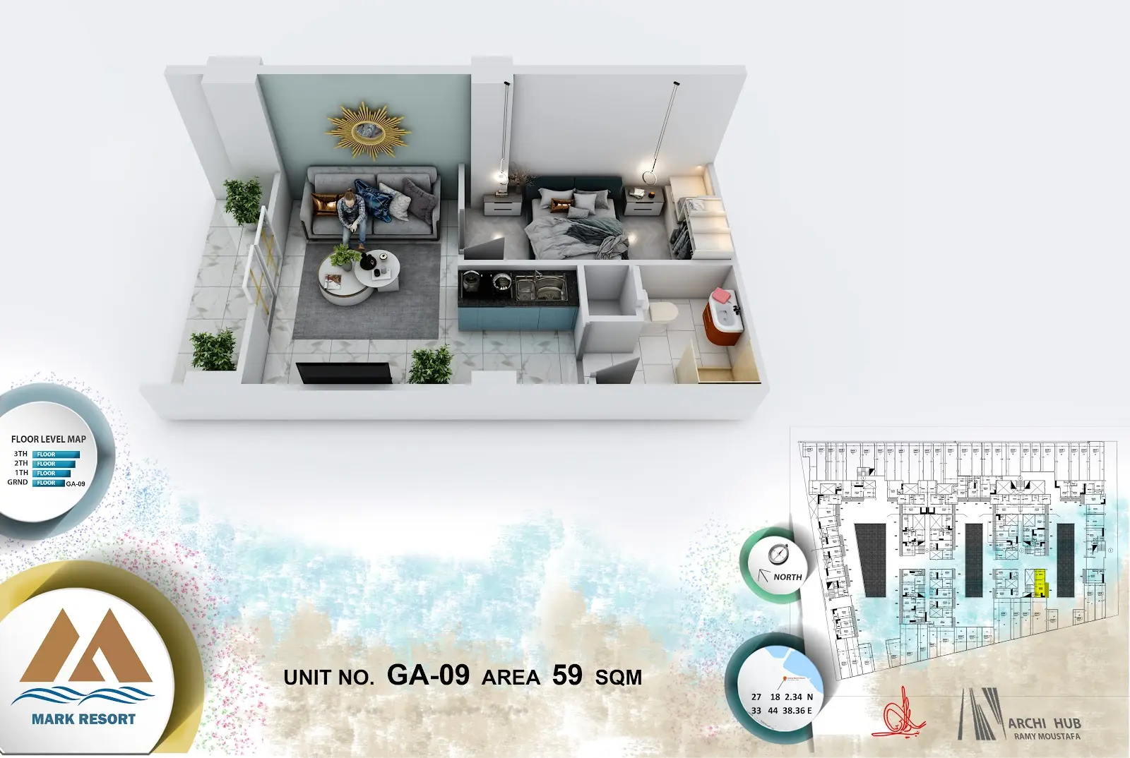 1-bedroom apartment G A 9, building A — Mark Resort