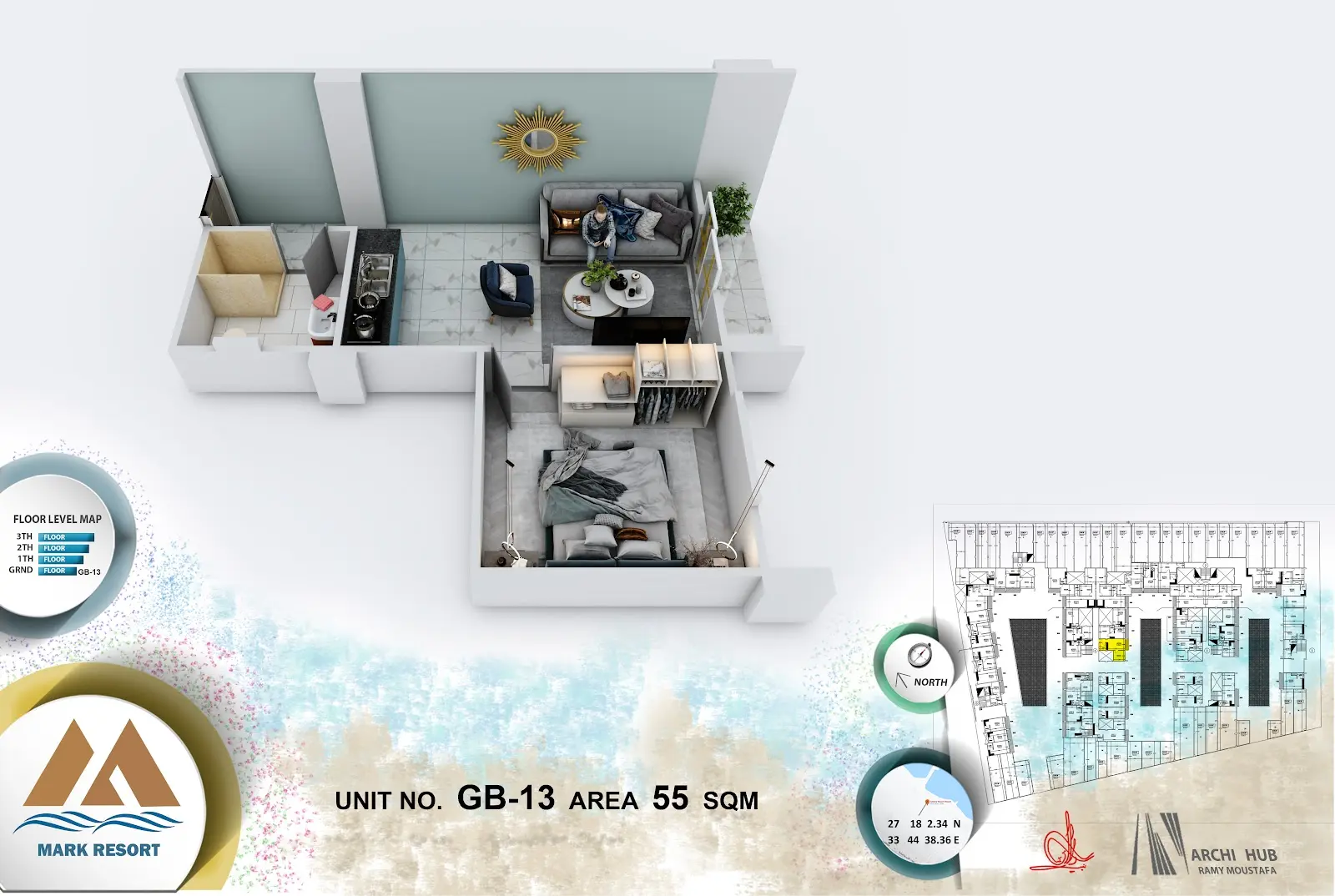 1-bedroom apartment G B 13, building B — Mark Resort