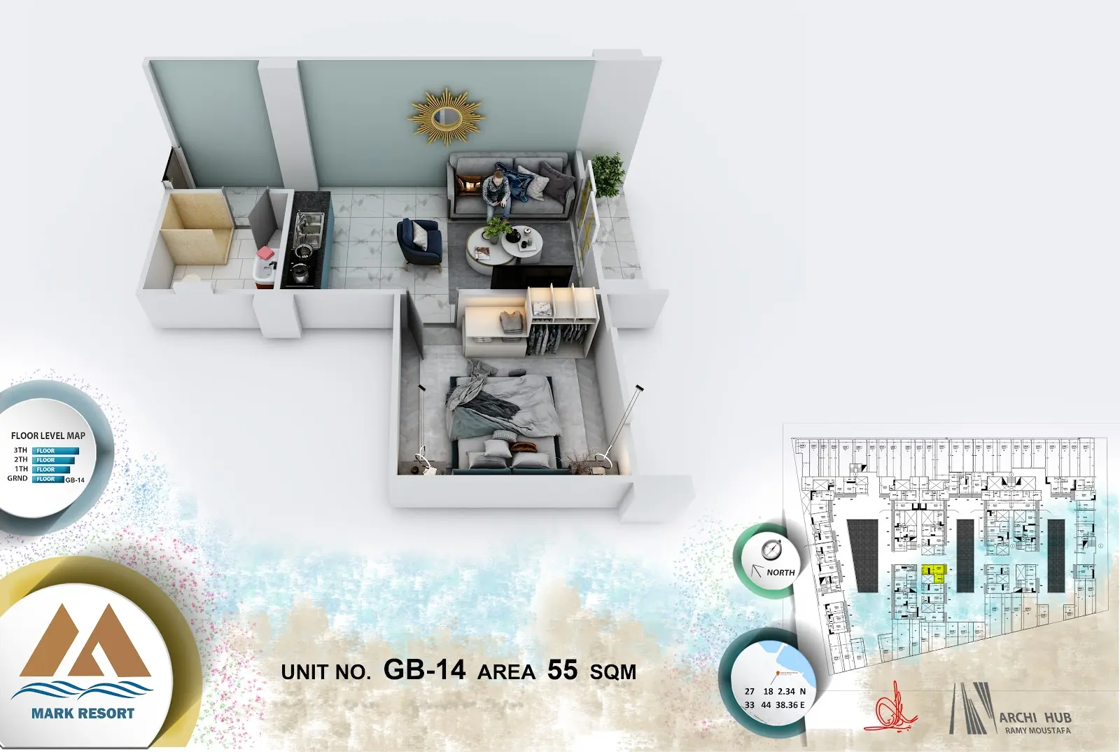 1-bedroom apartment G B 14, building B — Mark Resort