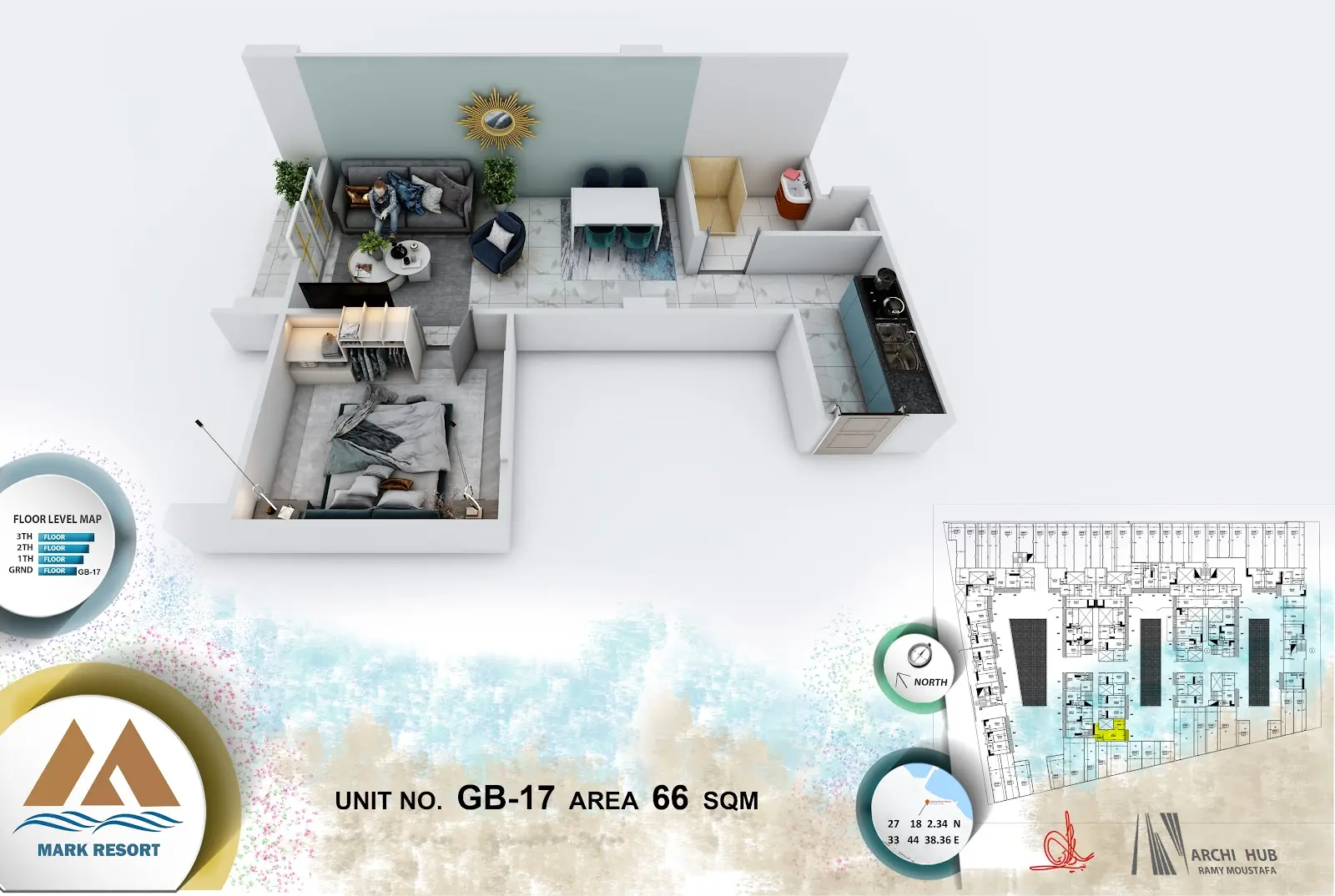 1-bedroom apartment G B 17, building B — Mark Resort