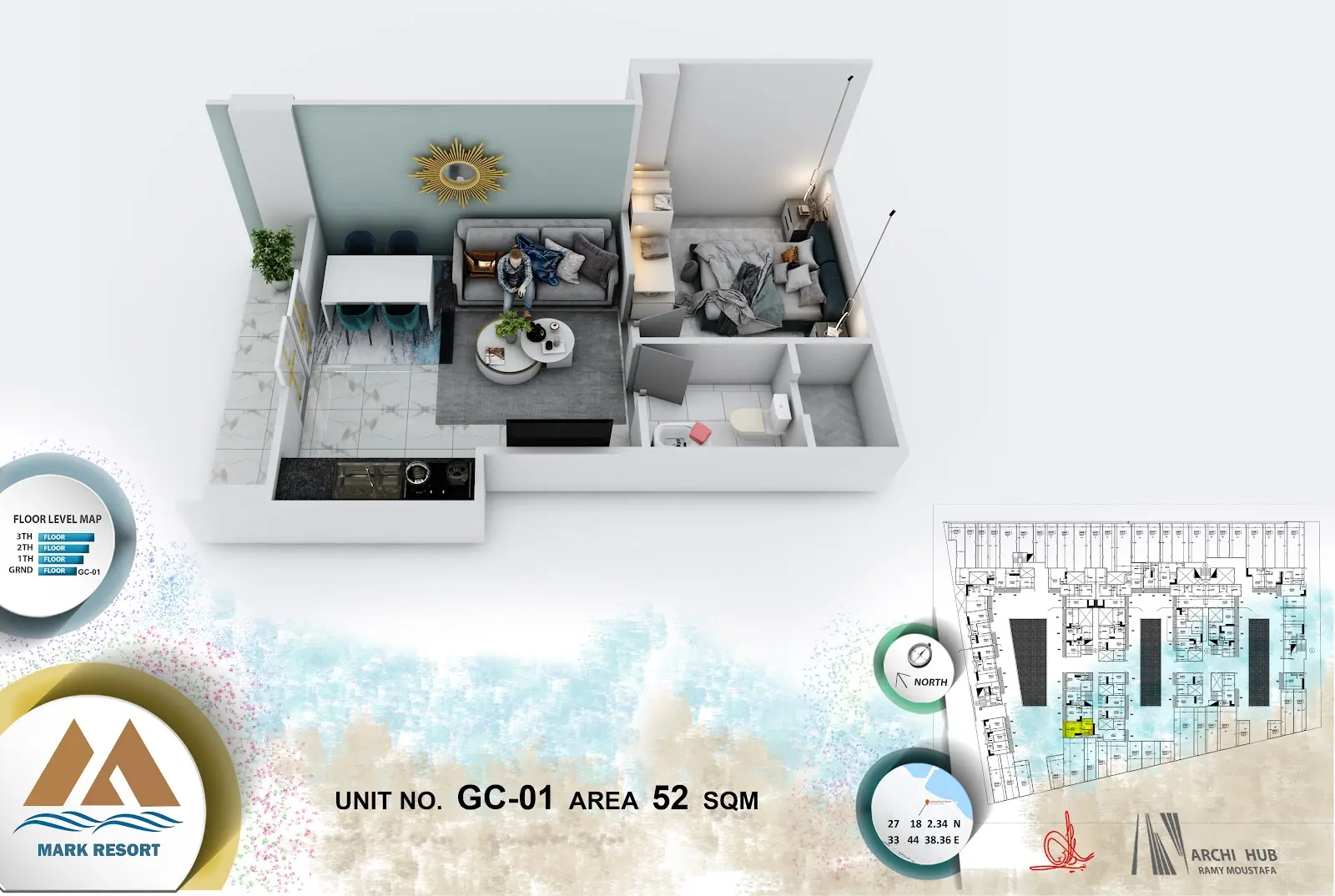 1-bedroom apartment G C 1, building C — Mark Resort