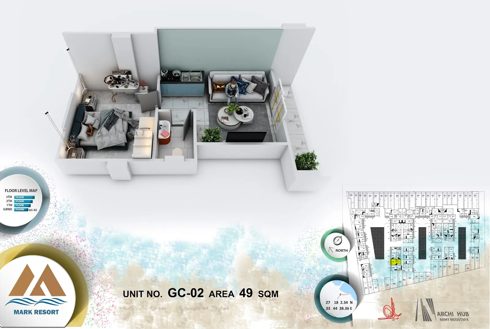 1-bedroom apartment G C 2, building C — Mark Resort