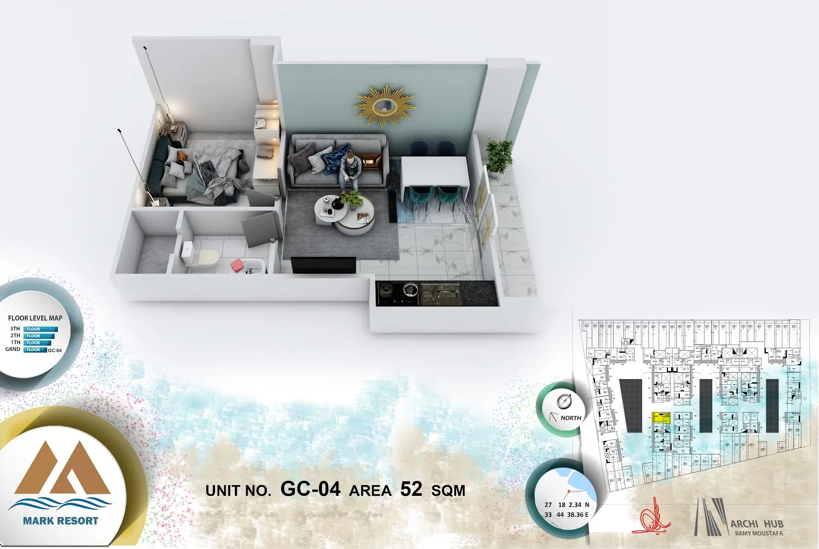 1-bedroom apartment G C 4, building C — Mark Resort