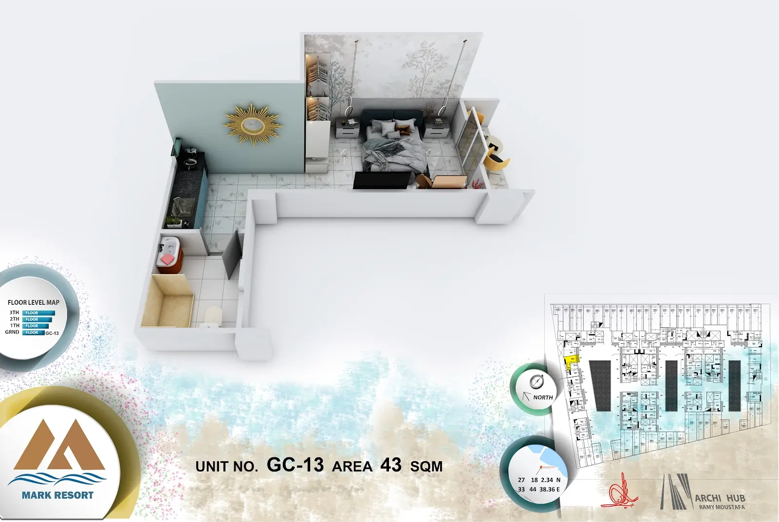 Studio apartment G C 13, building C — Mark Resort