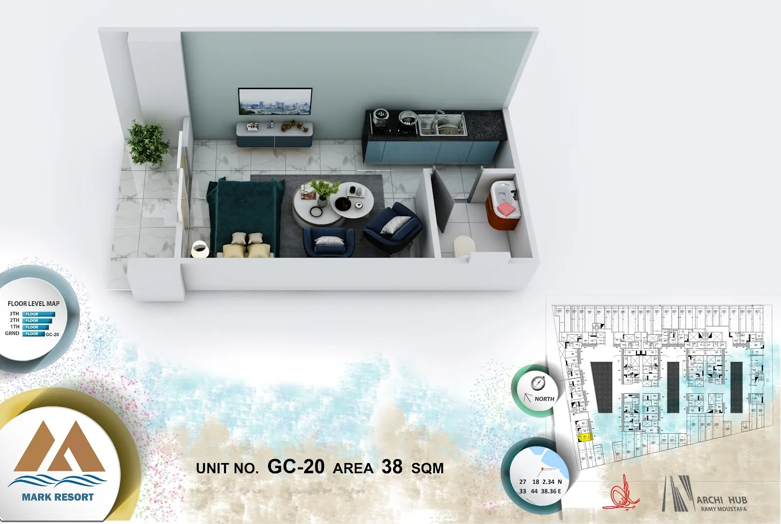 Studio apartment G C 20, building C — Mark Resort